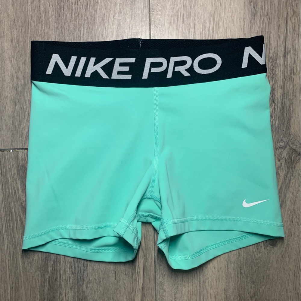 Neon Nike Pro Spandex Shorts Size Small Green Blue